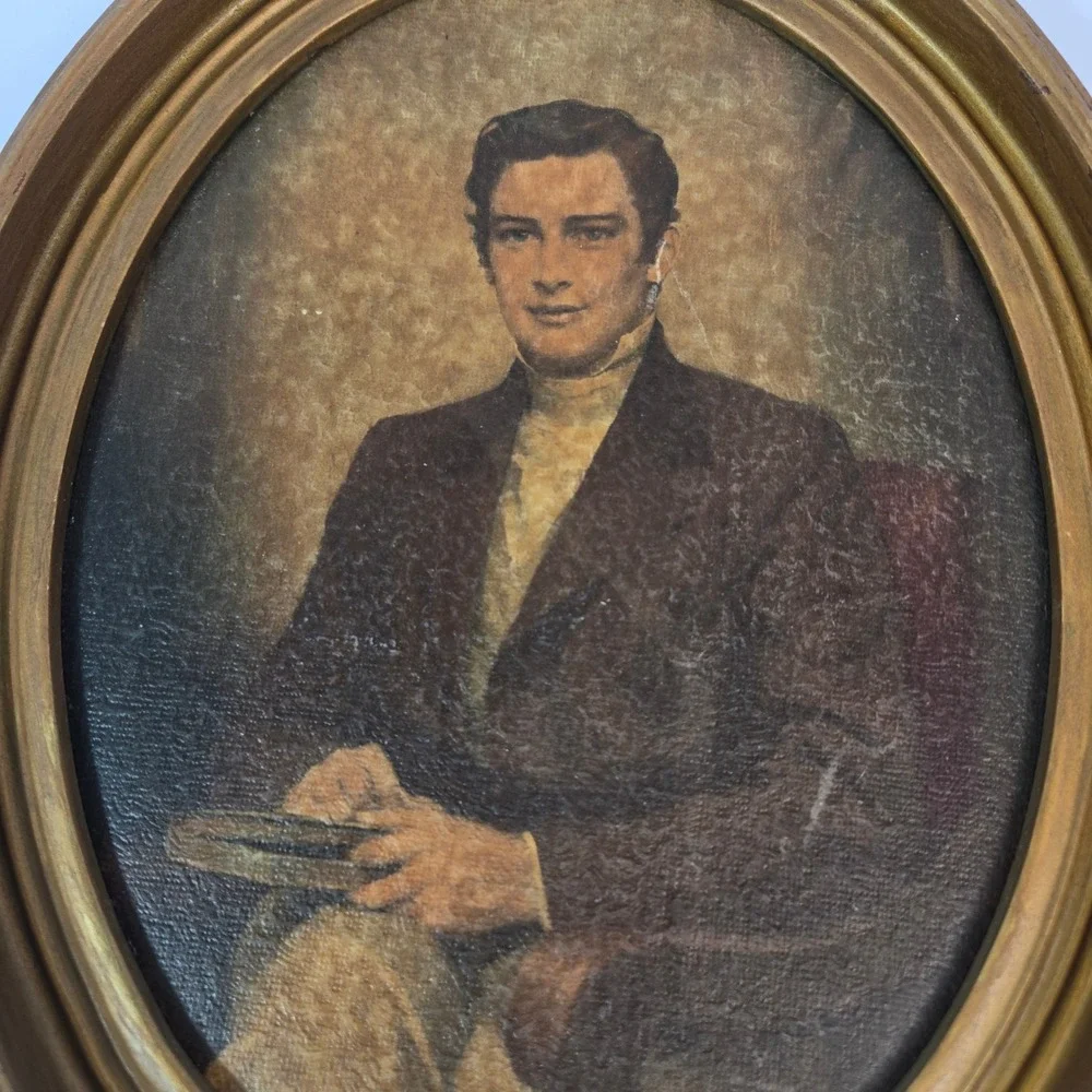 Vintage Colonial Gentleman Oval Framed Art Print by C. Bosseron Chambers NY